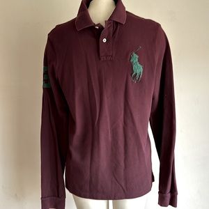 Ralph Lauren men’s polo long sleeve shirt Medium burgundy